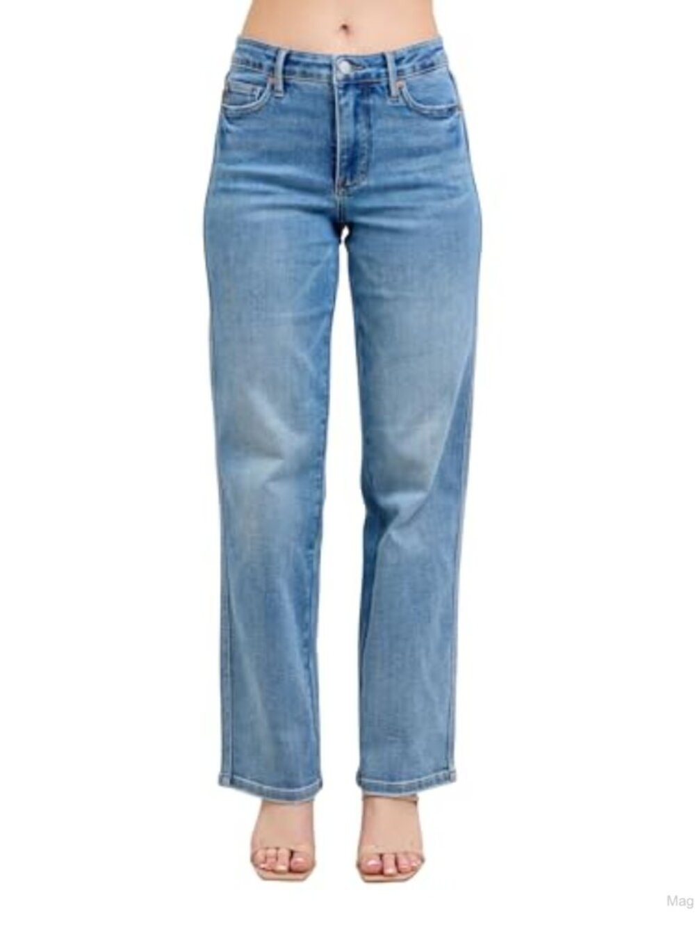 Judy Blue Mid Rise Tummy Control Vintage Wash Straight Jeans